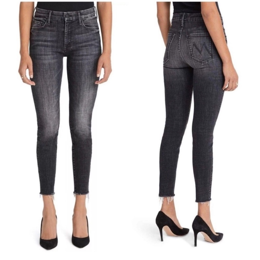 MOTHER Black Skinny Jeans High-Rise Stretch